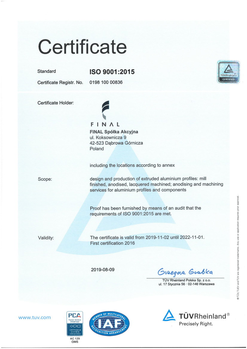 ISO 9001 — Annex no. 2